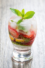 refreshing strawberry and citrus lemonade in glass