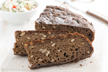 rye bread with seeds, close-up