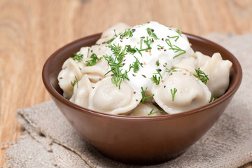 traditional dumplings with sour cream