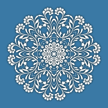 Abstract vector circle floral ornamental border. Lace pattern