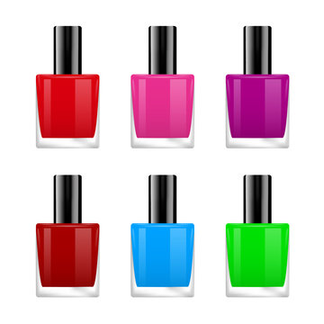 The vector image of nail polish of various colors