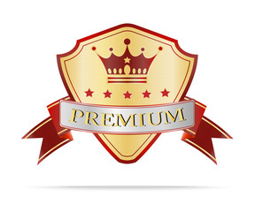 Luxury gold and red quality shields label