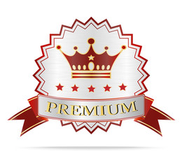 Luxury Silver and red ribbon premium shields label
