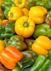 Green, yellow and orange peppers