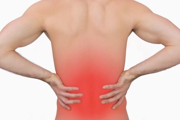 Fototapeta na wymiar Rear view of muscular man with backache