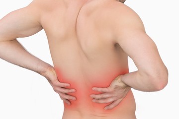 Naklejka premium Rear view of muscular man with backache