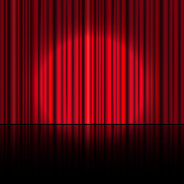 Red curtain vector background.