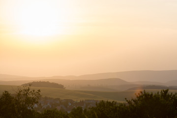 Majestic sunset in the mountains landscape