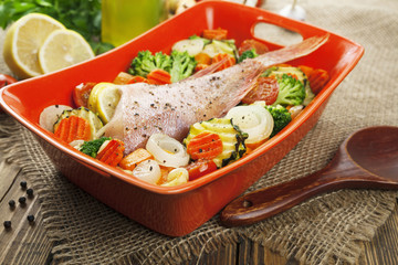 Roasted fish with vegetables