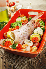 Roasted fish with vegetables