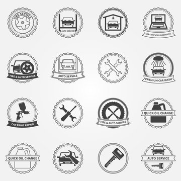 Vector set of car service symbols and badges
