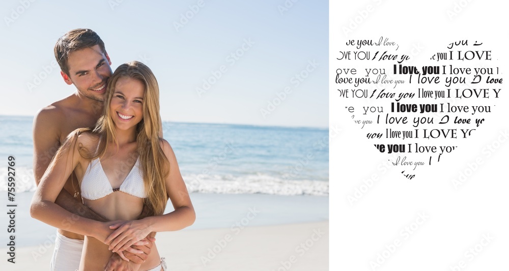 Poster composite image of athletic couple smiling at camera