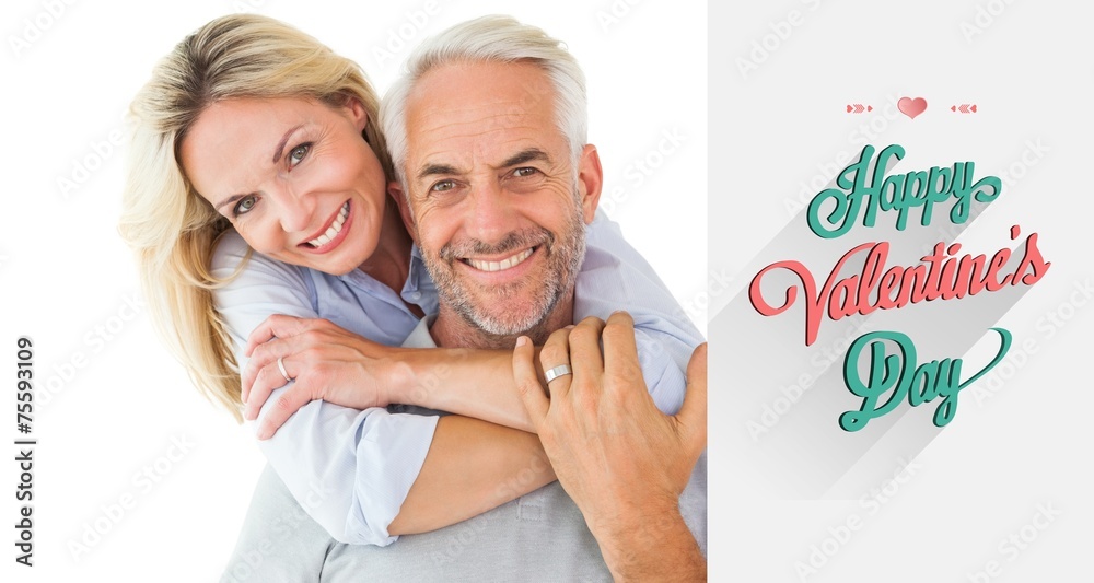 Aufkleber composite image of happy couple standing and hugging