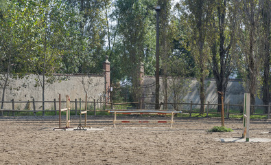 Fototapeta na wymiar old outdoor arena for horse riding