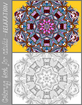 unique coloring book page for adults - flower paisley design