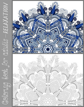 unique coloring book page for adults - flower paisley design