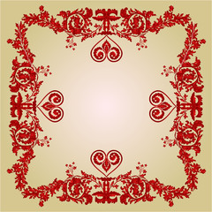 Valentines heart frame Greeting ornaments vintage vector