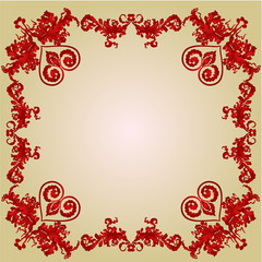 Valentines Hearts and ornaments vintage frame vector
