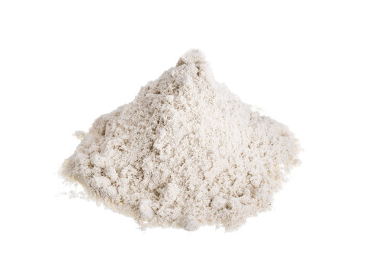 Pile Milk Whey Protein. On A White Background.