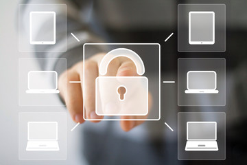 Button lock security business online computer sign