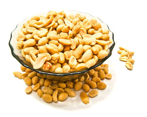glass dish with tasty peanuts