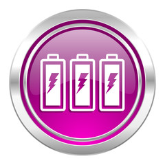 battery violet icon power sign