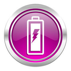 battery violet icon power sign