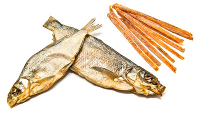 fish strips and smoked fish closeup
