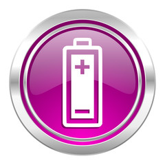 battery violet icon power sign