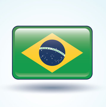 Flag set of brazil, vector illustration