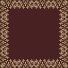 Floral Vector Pattern. Abstract Golden Frame