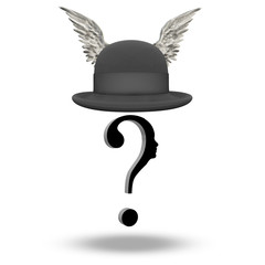 Question Face with WInged Bowler Hat