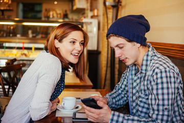 Lovely Couple In Cafe
