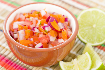 Pico de gallo - Mexican salad in a bowl.