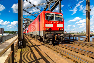 Fototapeta na wymiar Electric locomotive in Frankfurt