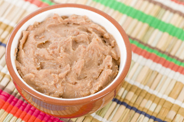 Frijoles Refritos - Bowl of Mexican refried beans
