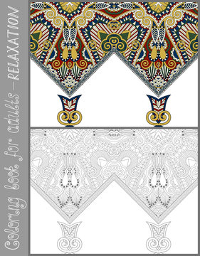 unique coloring book page for adults - flower paisley design