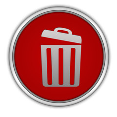 trash can circular icon on white background