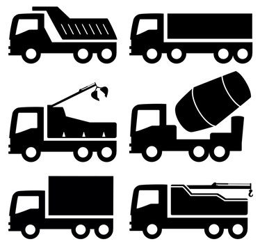 industrial trucks icons set