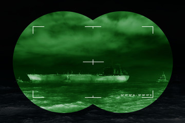 Sea freight and contemporary threat of terrorism - Concept Photo