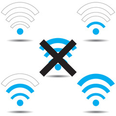 Set with icons Wi fi (good network, bad)