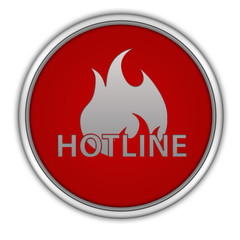 Hotline circular icon on white background