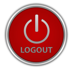 Logout circular icon on white background
