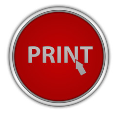 Print circular icon on white background