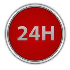 24 hours circular icon on white background