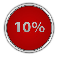 Ten percent circular icon on white background