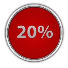 Twenty percent circular icon on white background