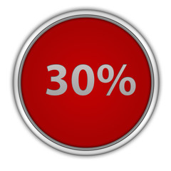 Thirty percent circular icon on white background