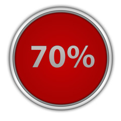 Seventy percent circular icon on white background