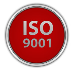 Iso 9001 circular icon on white background